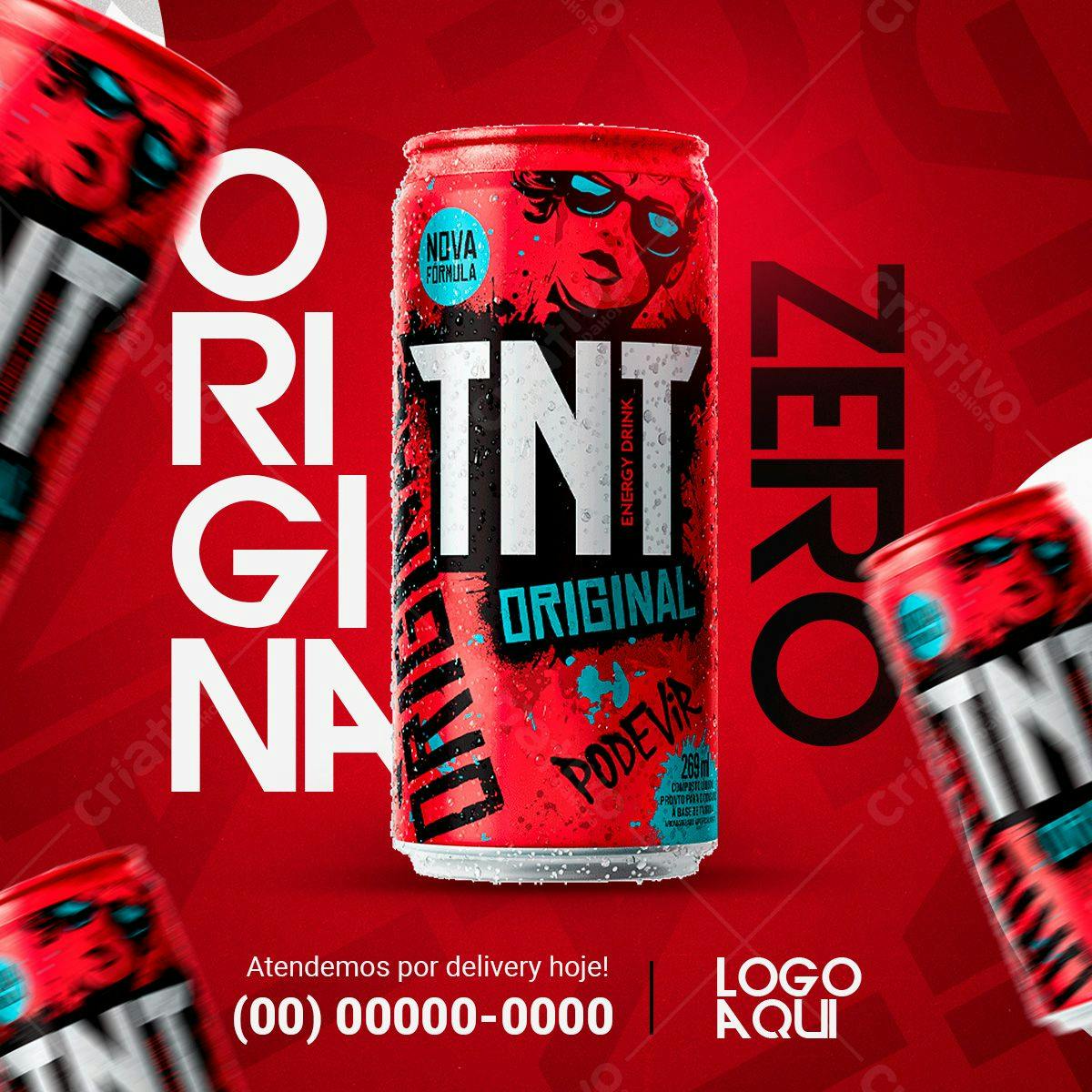 Mockup de Lata de Energético Vermelha PSD Editável