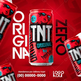 Energético tnt sabor original distribuidora de bebidas psd editável