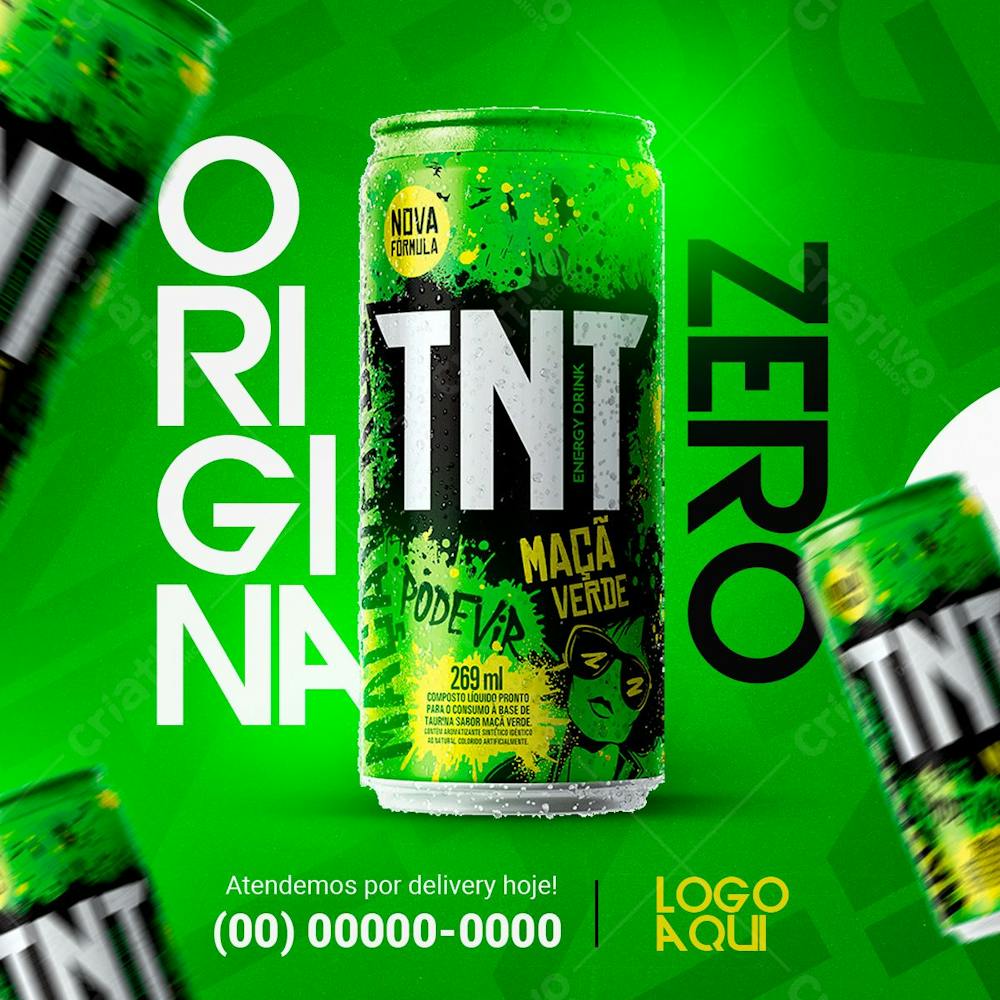 Energético Tnt Sabor Maça Verde Distribuidora De Bebidas Psd Editável