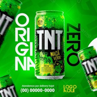 Energético tnt sabor maça verde distribuidora de bebidas psd editável