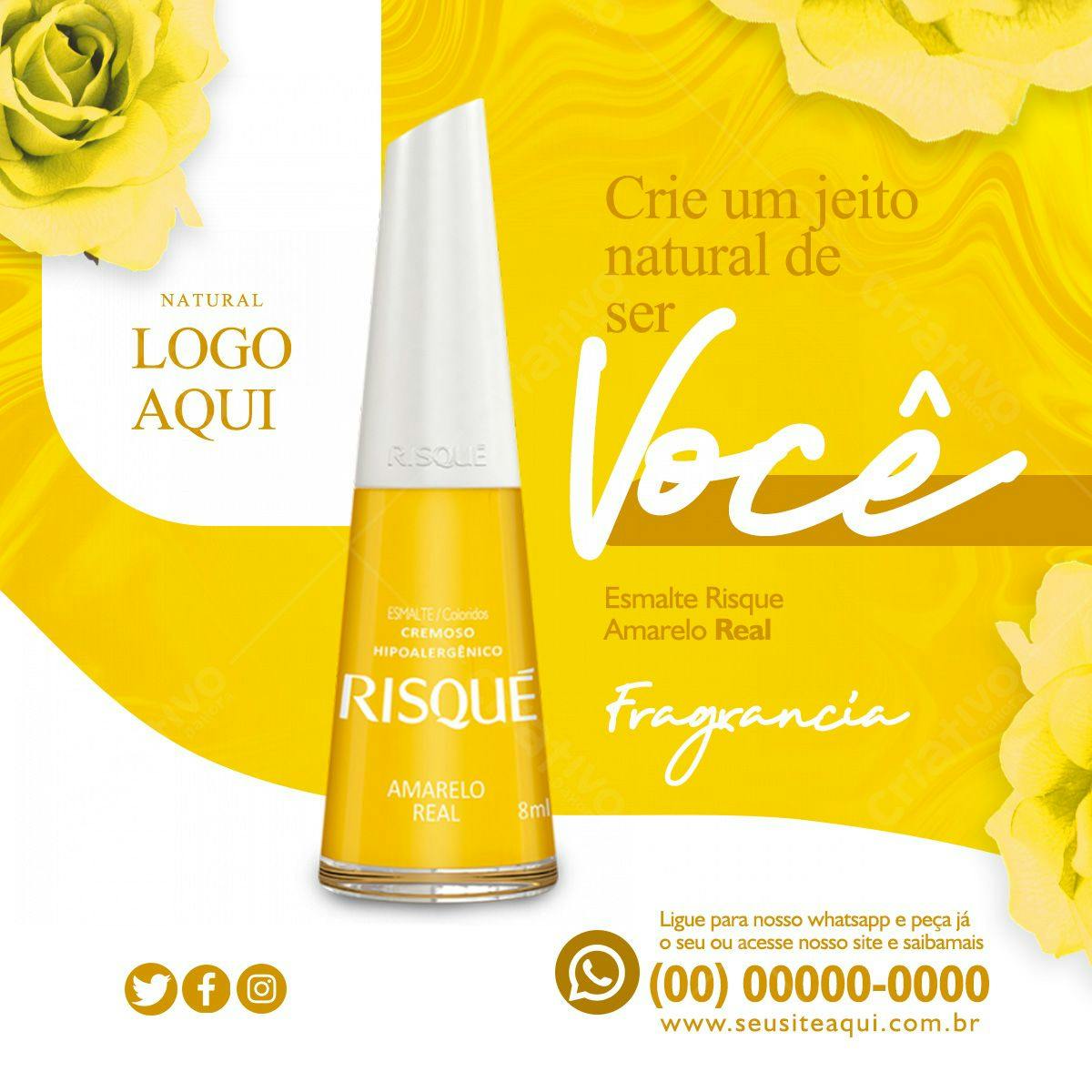 Modelo de Flyer para Lançamento de Esmalte Amarelo PSD Editável