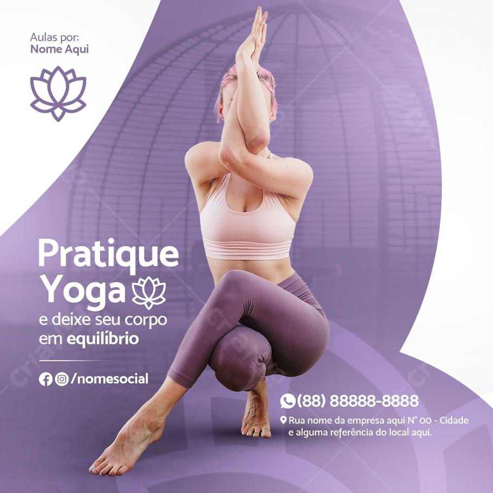 Pratique Yoga E Deixe Seu Corpo Em Equilíbrio Psd Editável