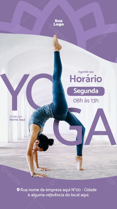 Stories aulas de yoga social media psd editável