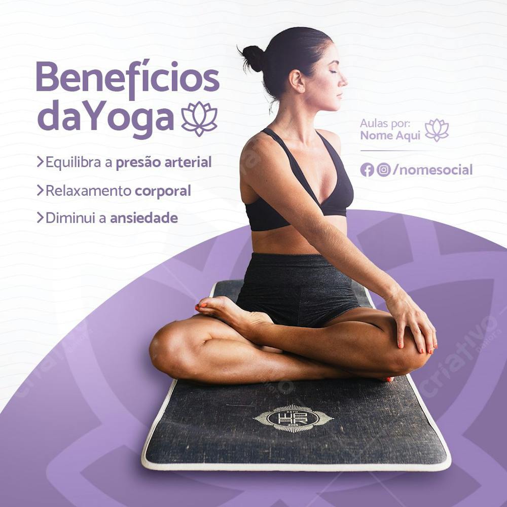 Benefícios Da Yoga Social Media Psd Editável