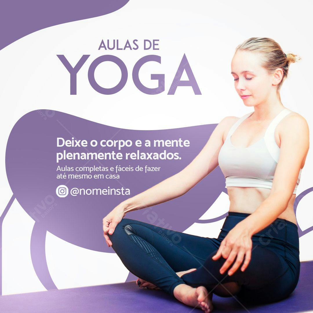 Post para Instagram Aula de Yoga PSD Editável