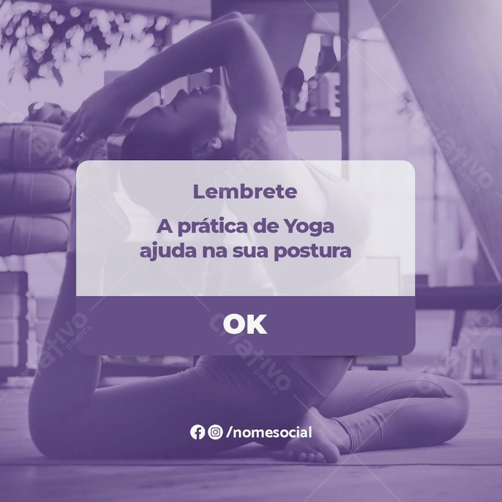 Lebrete A Prática De Yoga Ajuda Na Sua Postura Social Media Psd Editável