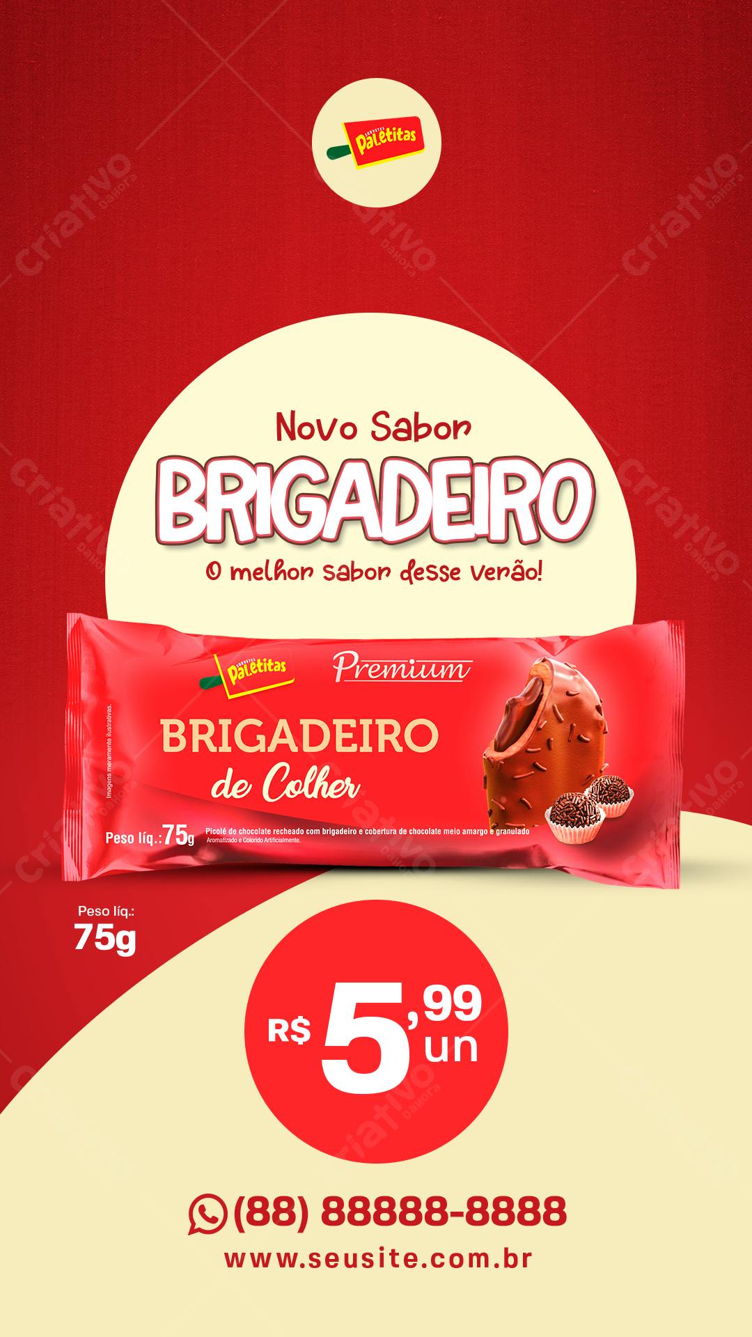 Embalagem de Picolé Brigadeiro de Colher PSD Editável
