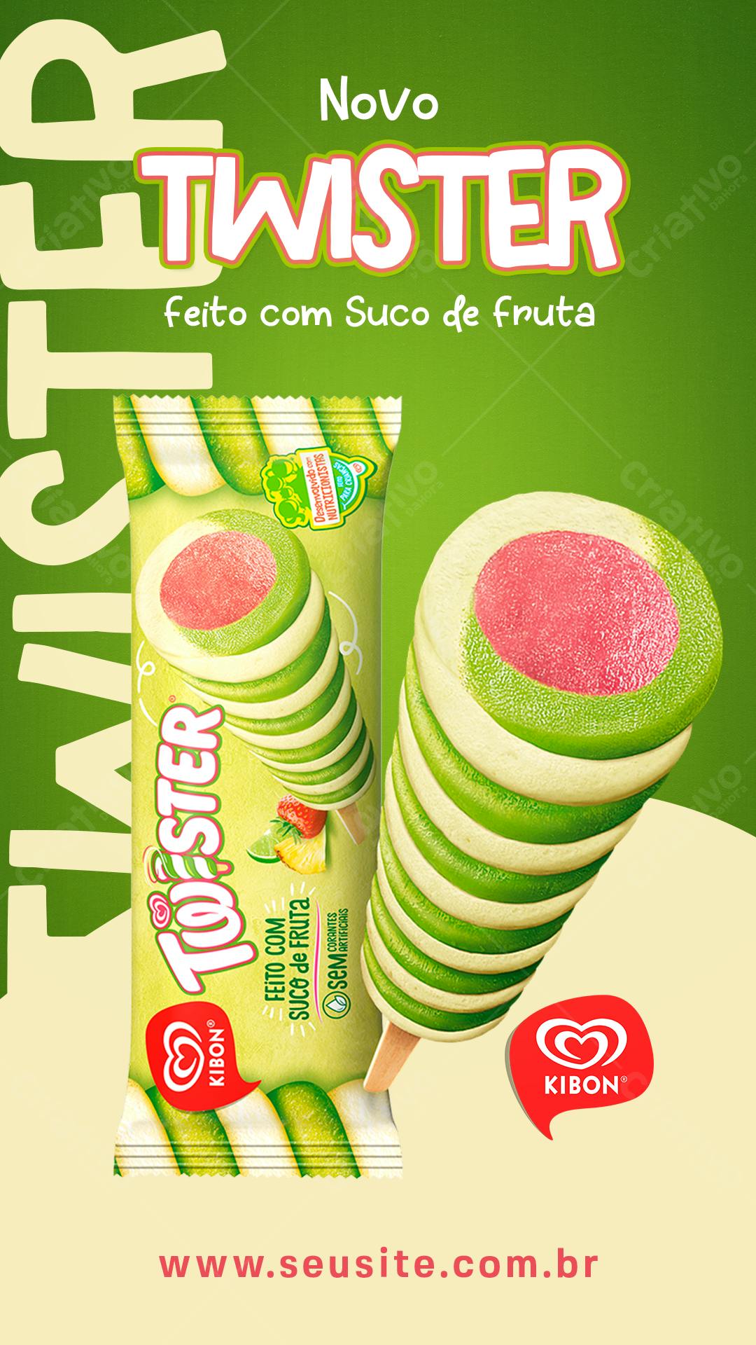 Mockup Embalagem Sorvete Kibon Twister PSD Editável