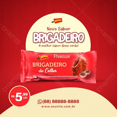 Picolé sabor brigadeiro social media sorveteria psd editável