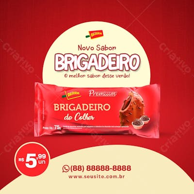 Picolé Sabor Brigadeiro Social Media Sorveteria Psd Editável