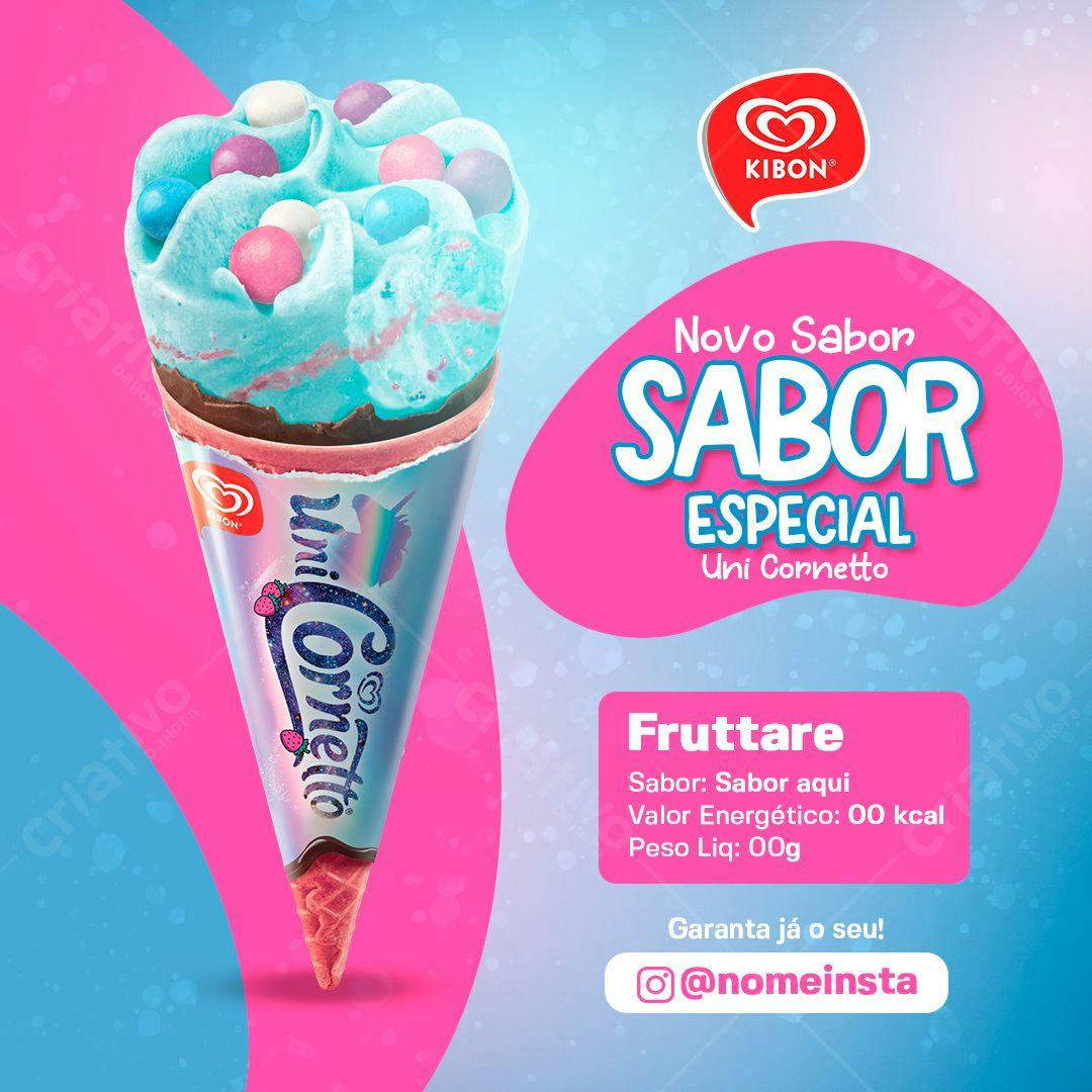Template de Embalagem para Sorvete Uni Cornetto PSD Editável