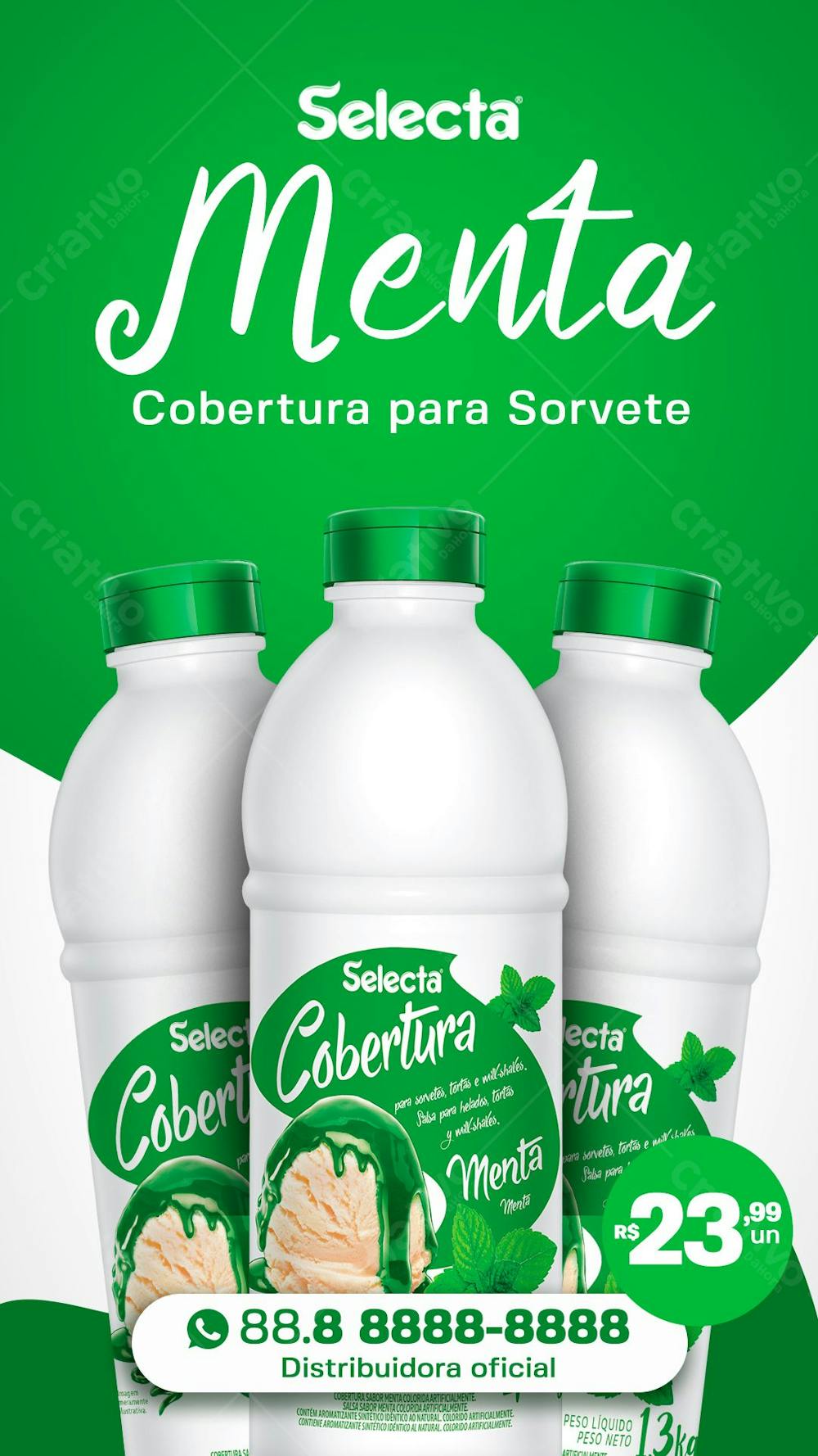 Story Cobertura Para Sorvete Selecta Sabor Menta Sorveteria Social Media Psd Editável