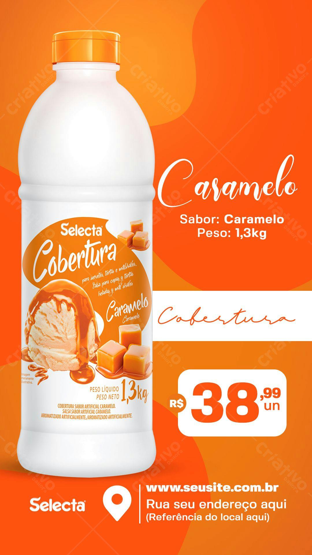 Embalagem de Cobertura de Caramelo PSD Editável