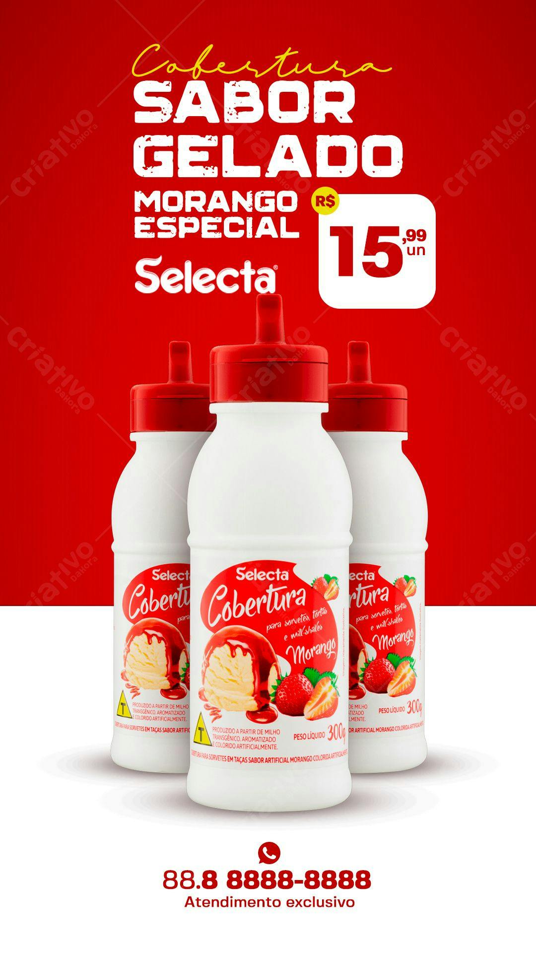 Mockup de Embalagem para Cobertura de Morango Selecta PSD Editável