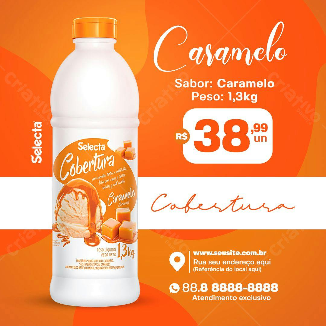 Modelo de Embalagem para Cobertura de Caramelo PSD Editável
