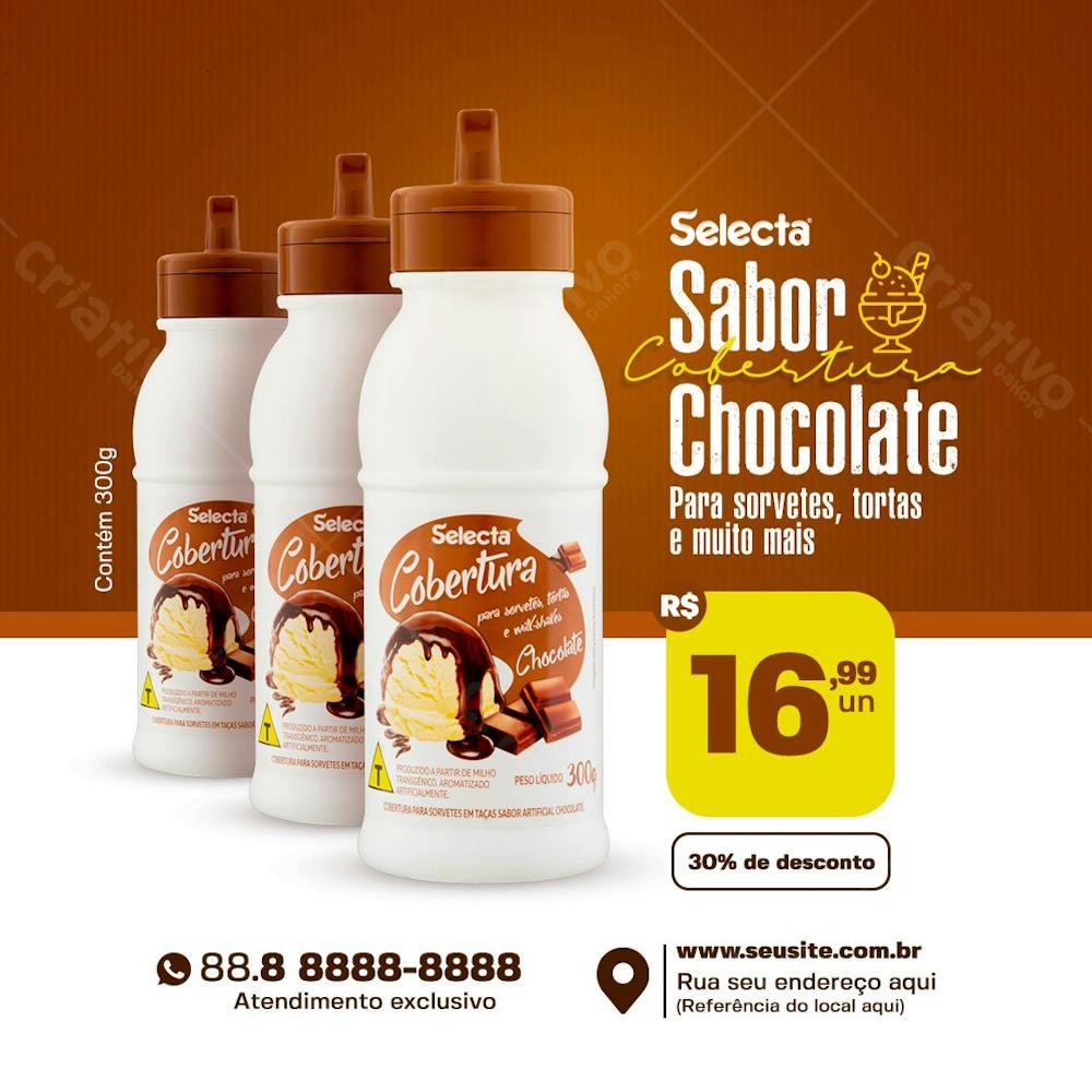 Cobertura Sabor Chocolate Sorveteria Social Media Psd Editável