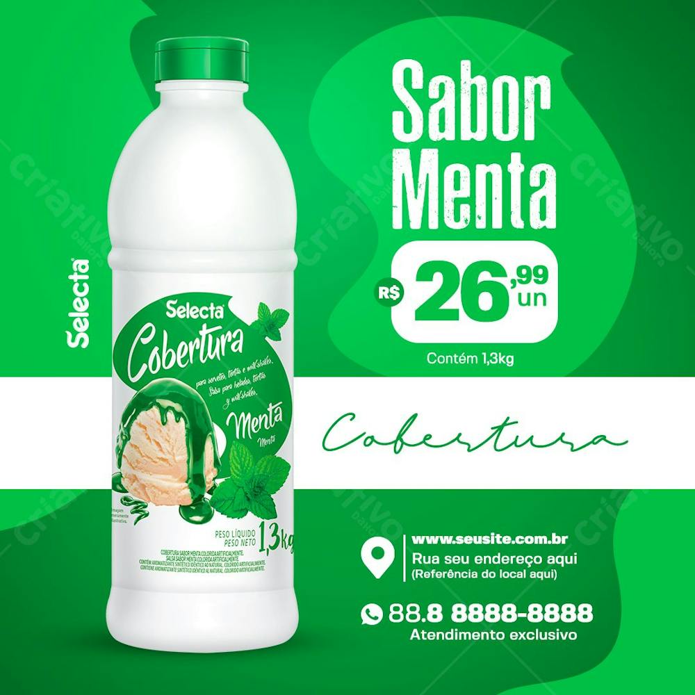 Cobertura Sabor Menta Sorveteria Social Media Psd Editável