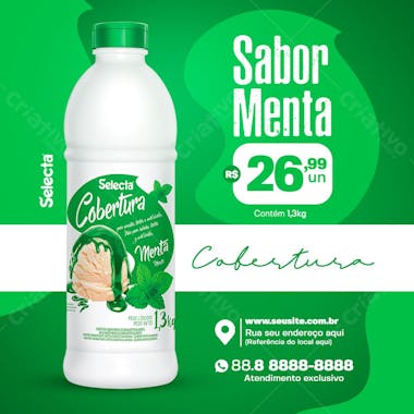 Cobertura sabor menta sorveteria social media psd editável