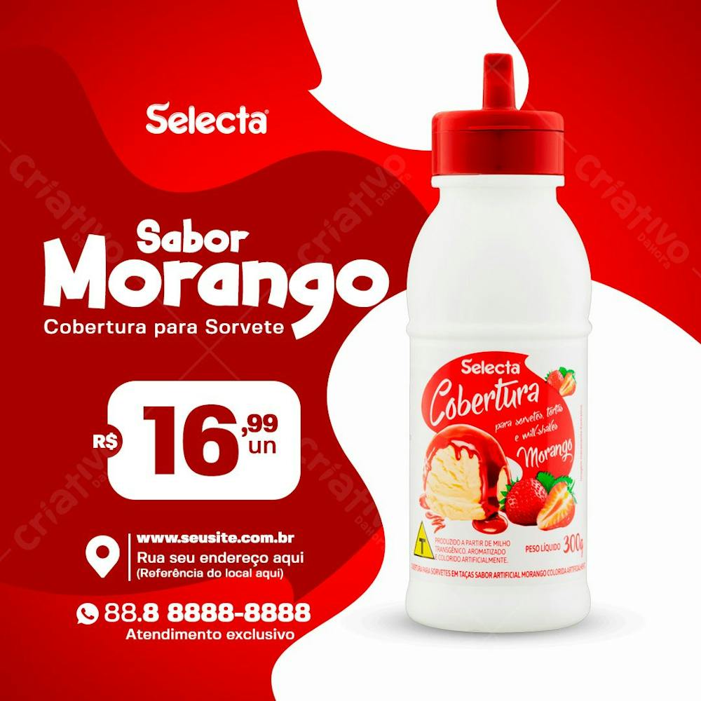 Cobertura Sabor Morango Sorveteria Social Media Psd Editável