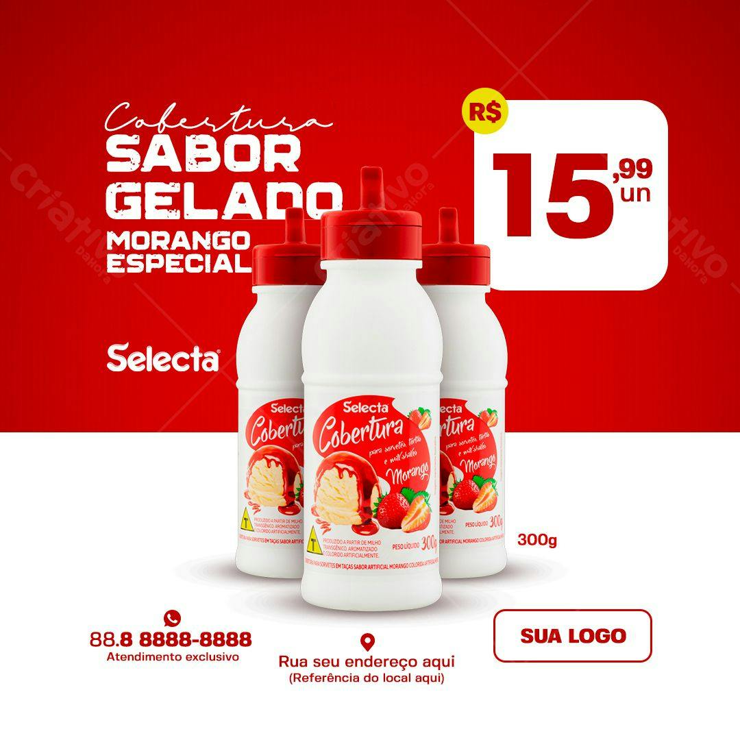Mockup de Embalagem para Cobertura de Morango PSD Editável