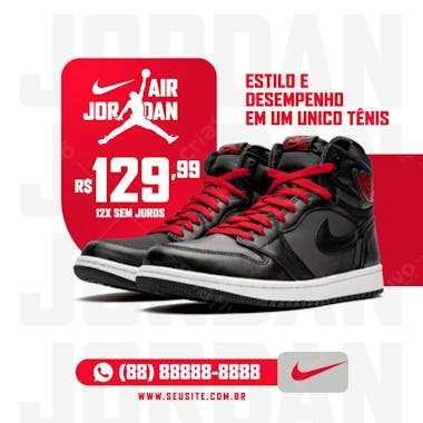 Estilo e desempenho tênis nike loja de calçados social media psd editável