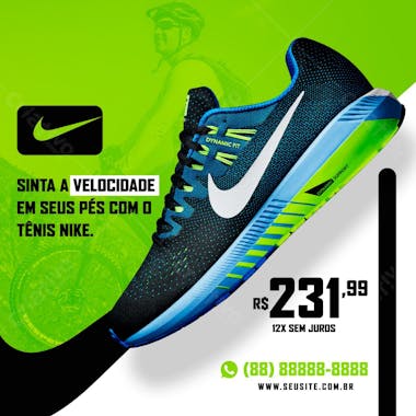 A velocidade em seus pés tênis nike loja de calçados social media psd editável