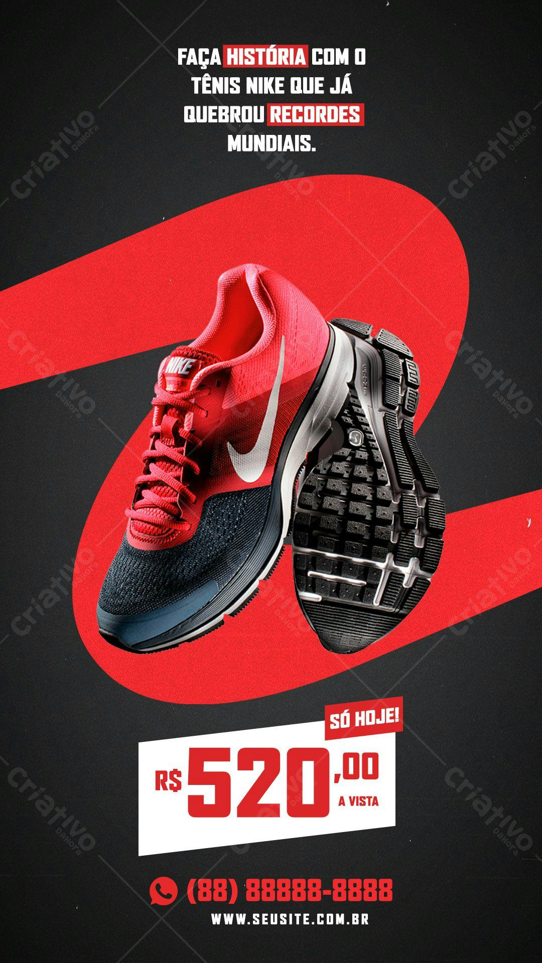 Template Tênis Nike Vermelho e Preto PSD Editável