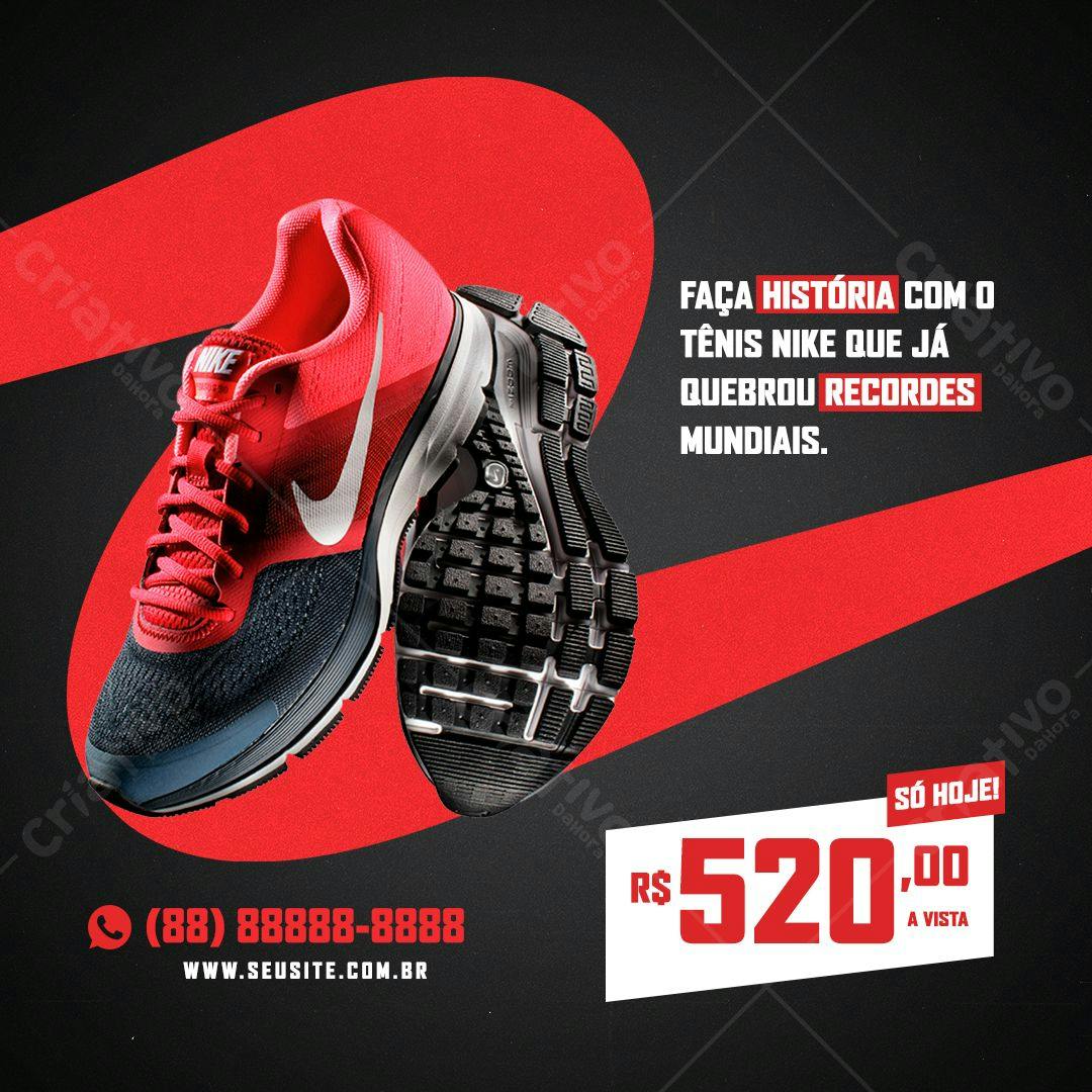 Template PSD para Anúncio de Tênis Nike Vermelho PSD Editável