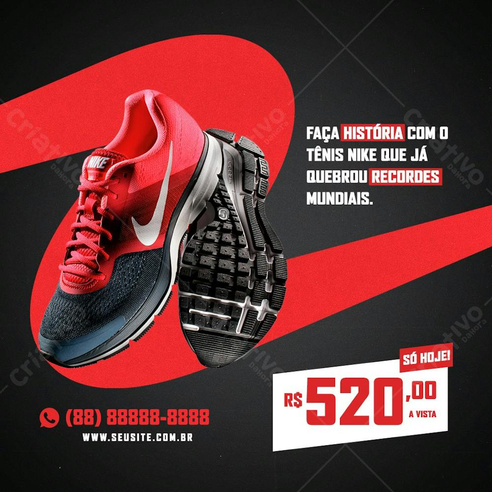 Tênis Nike Vermelho Loja De Calçados Social Media Psd Editável