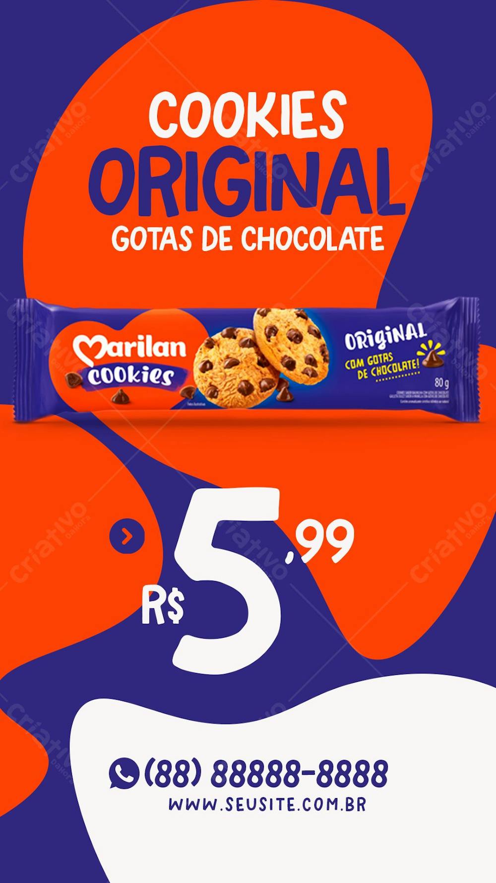 Story Cookies Original Com Gotas De Chocolate Supermercados Social Media Psd Editável