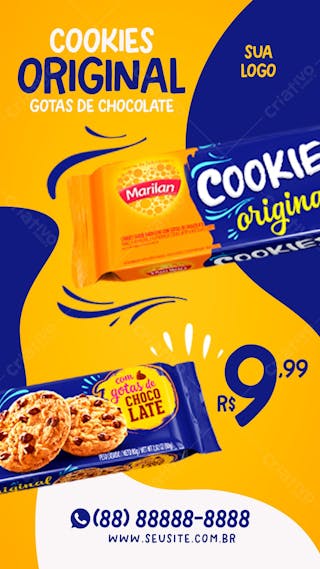 Story cookies original marilan supermercados social media psd editável