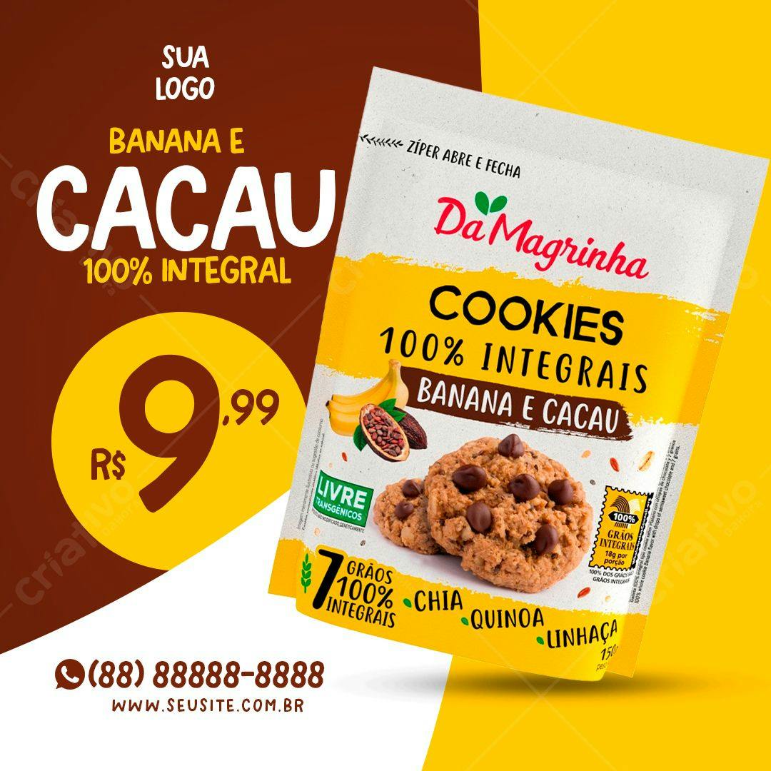 Embalagem para Cookies Integrais PSD Editável