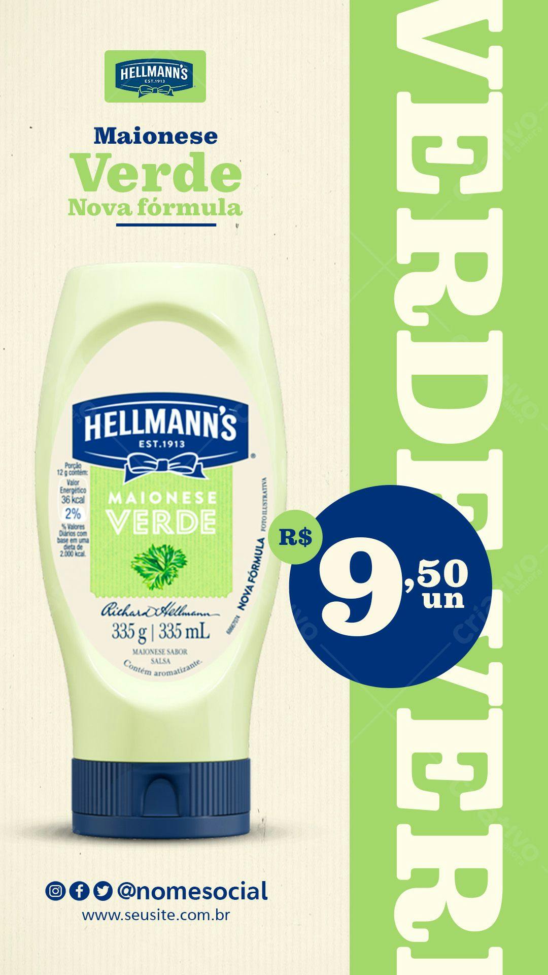 Modelo de Flyer para Promoção de Maionese Verde PSD Editável