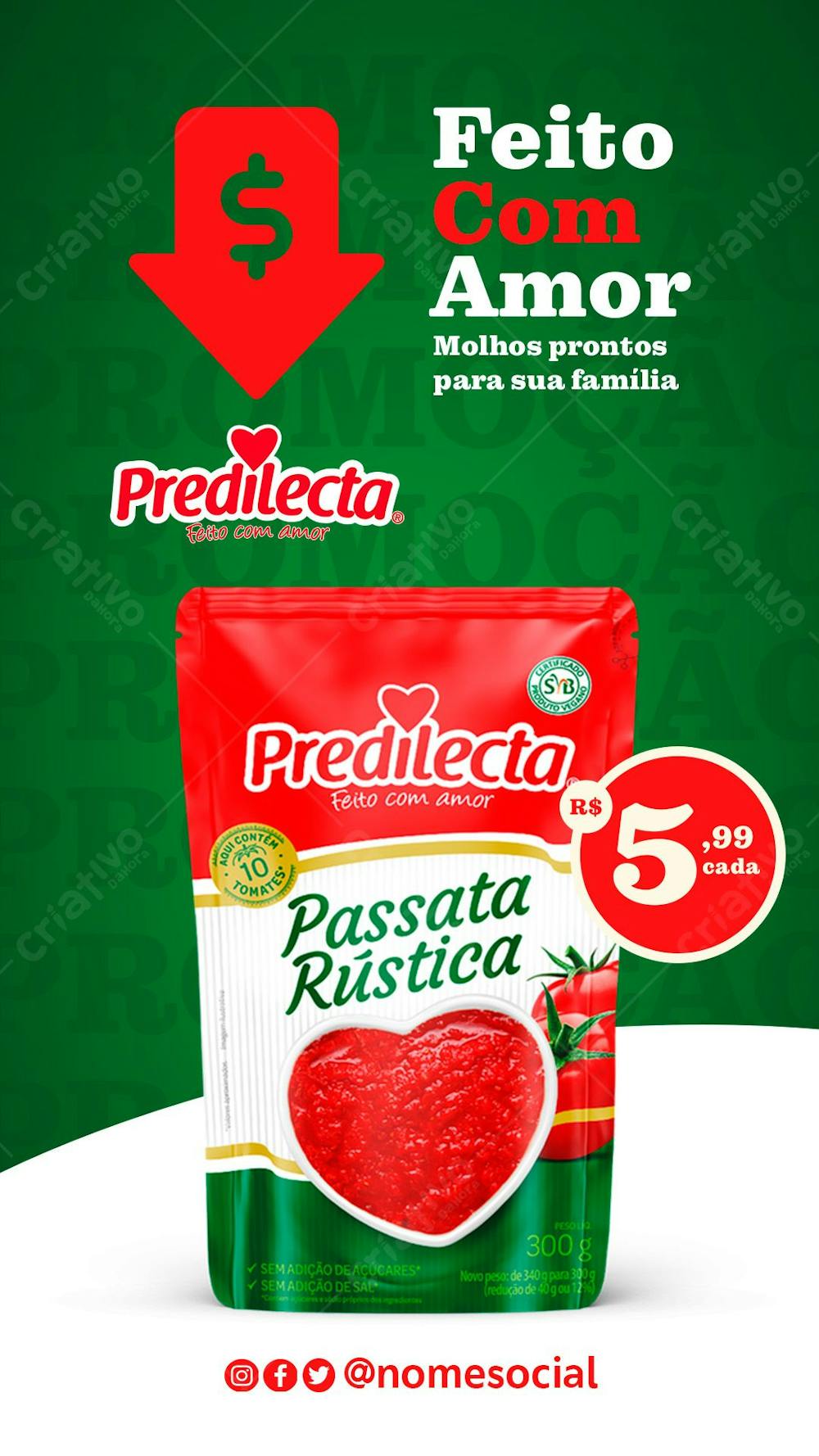 Sotries Molho De Tomate Predilecta Supermercado Social Media Psd Editável