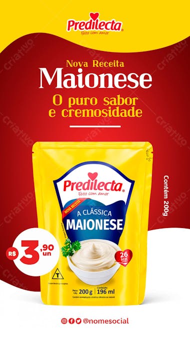 Sotries nova receita maionese predilecta supermercado social media psd editável