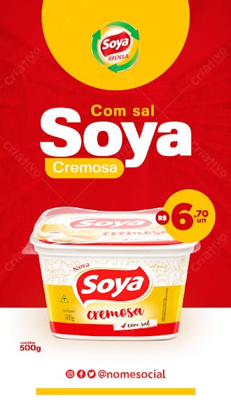 Sotries margarina soya com sal supermercado social media psd editável