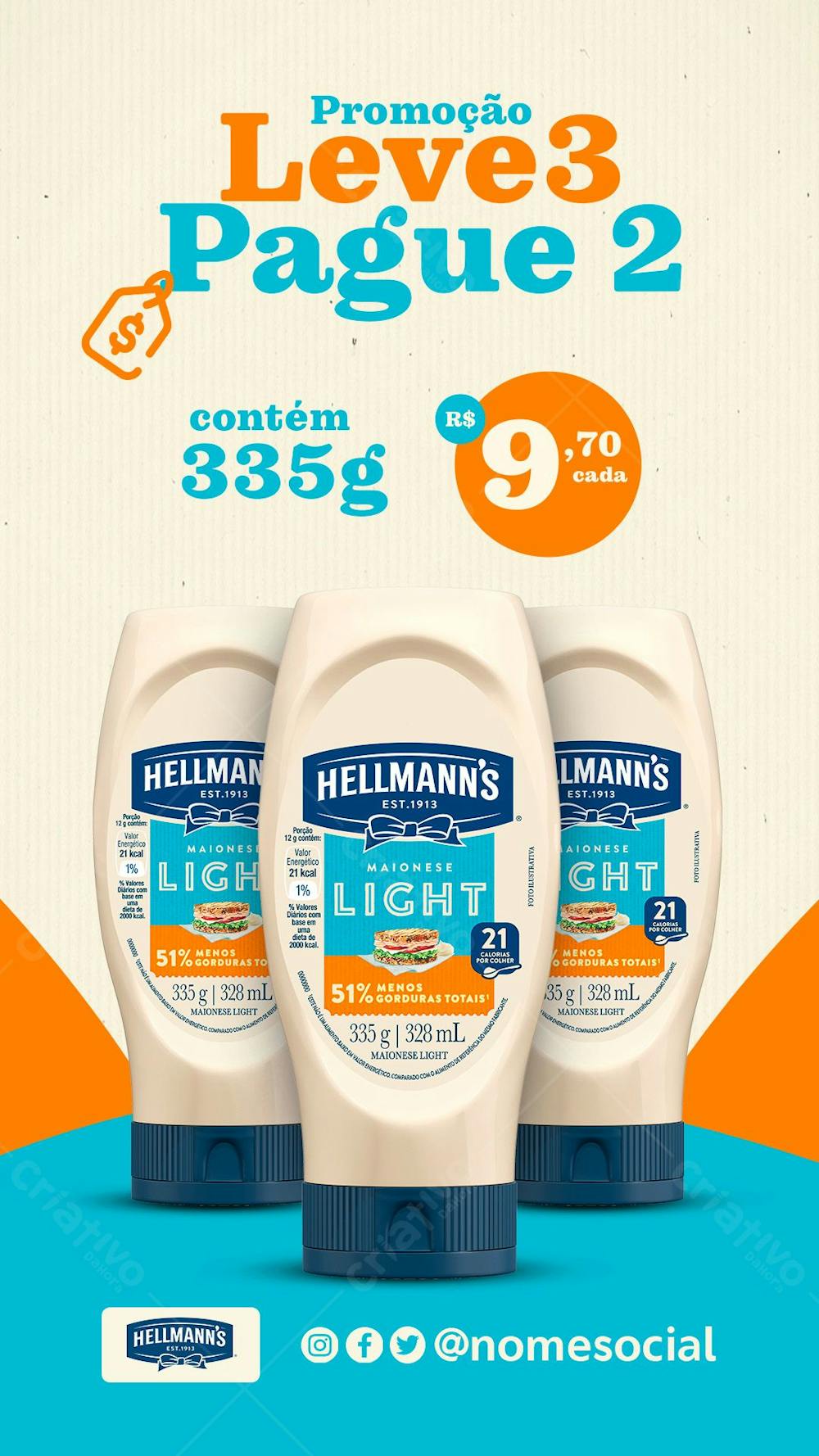 Sotries Promoção Leve 3 Pague 2 Maionese Supermercado Social Media Psd Editável