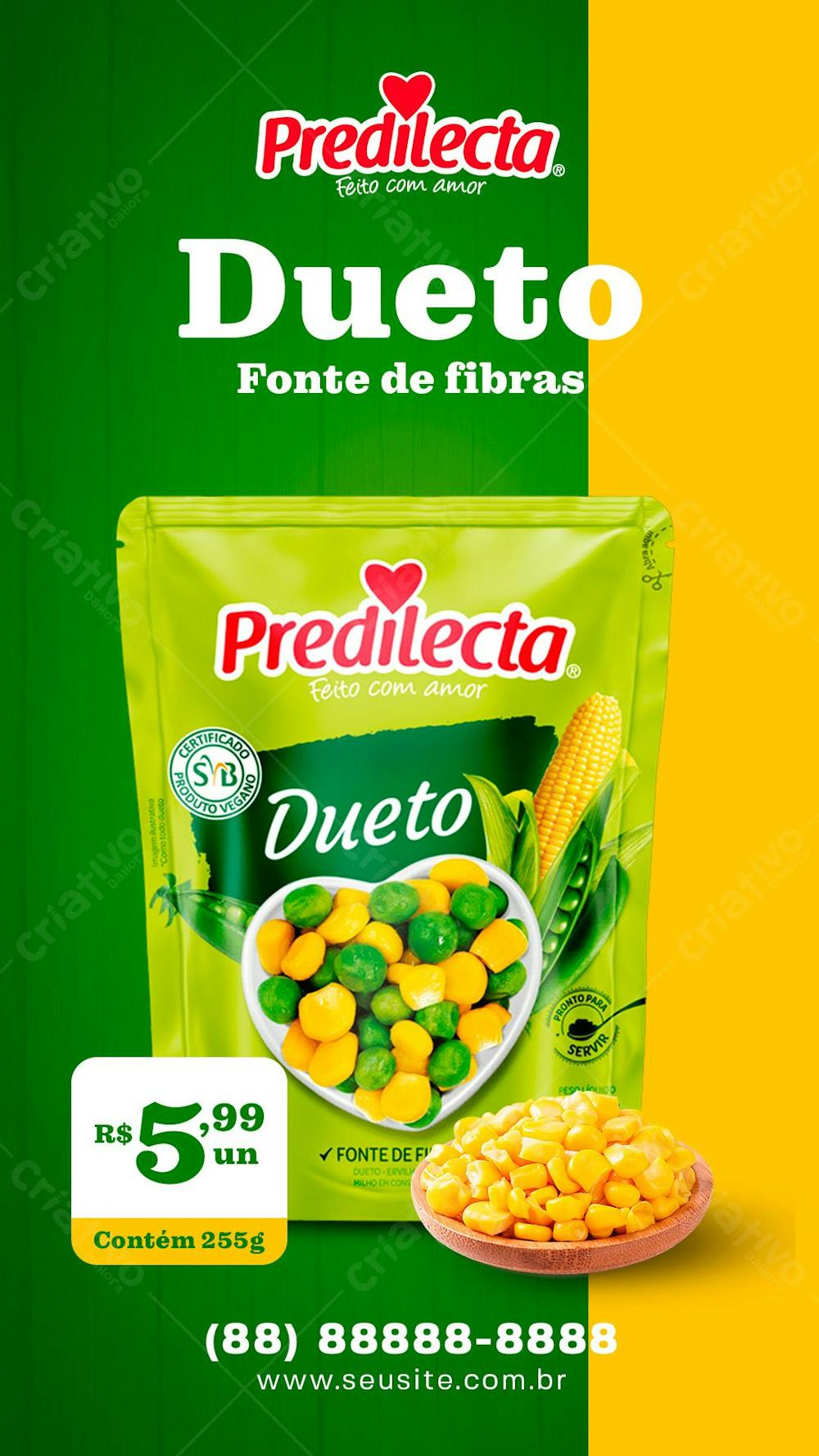 Stories Dueto Predilecta Ervilha E Milho Supermercado Social Media Psd Editável