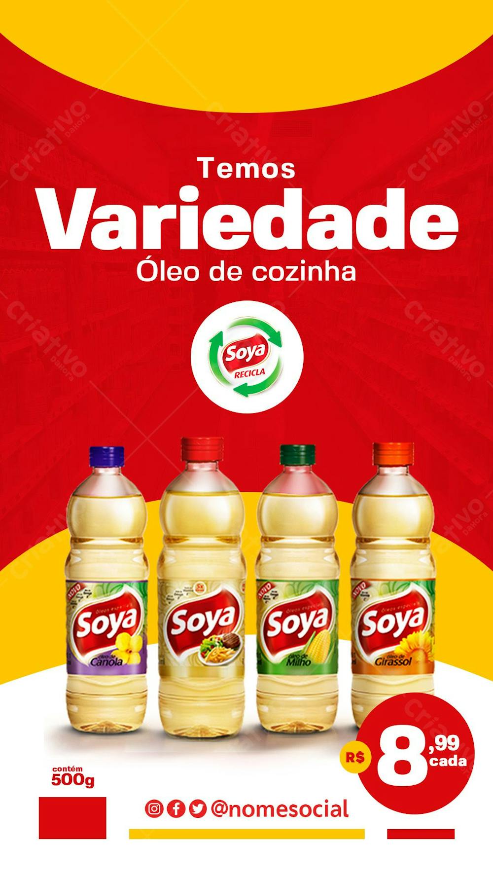 Temos Variedades De Óle De Cozinha Supermercado Social Media Psd Editável