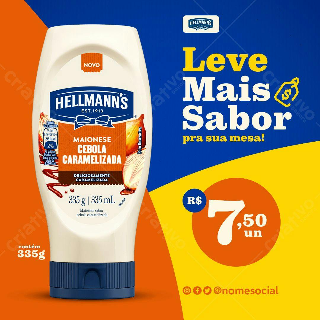 Template de Embalagem para Maionese Hellmann's PSD Editável