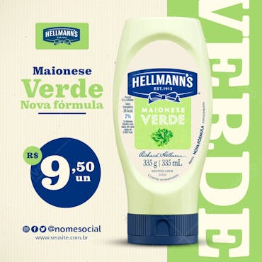 Maionese hellmann's verde supermercado social media psd editável