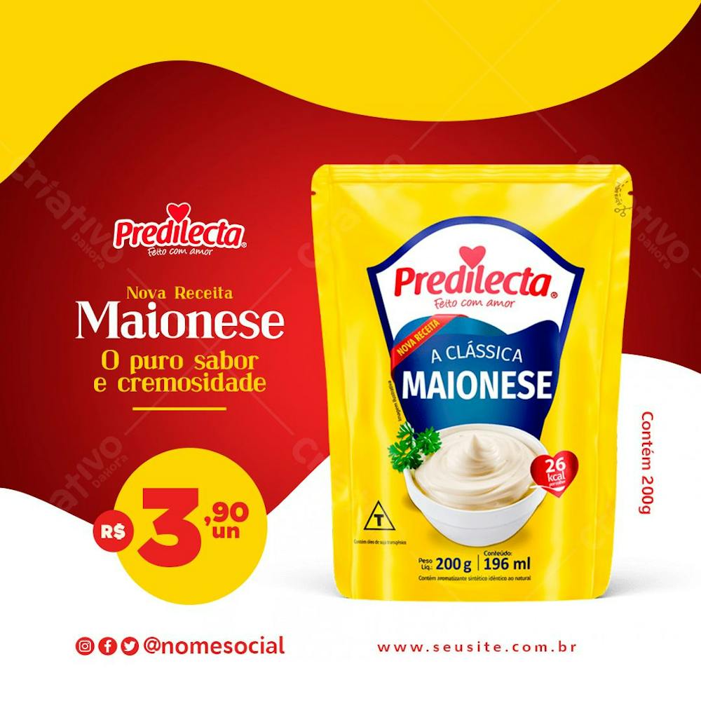 Nova Receita Maionese Predilecta Supermercado Social Media Psd Editável