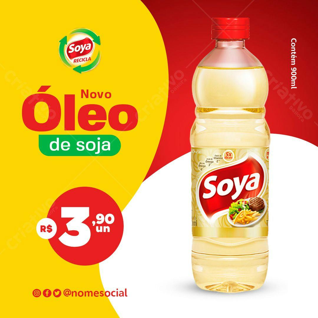 Modelo de Embalagem para Óleo de Soja PSD Editável