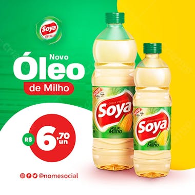 óleo de milho soya supermercado social media psd editável