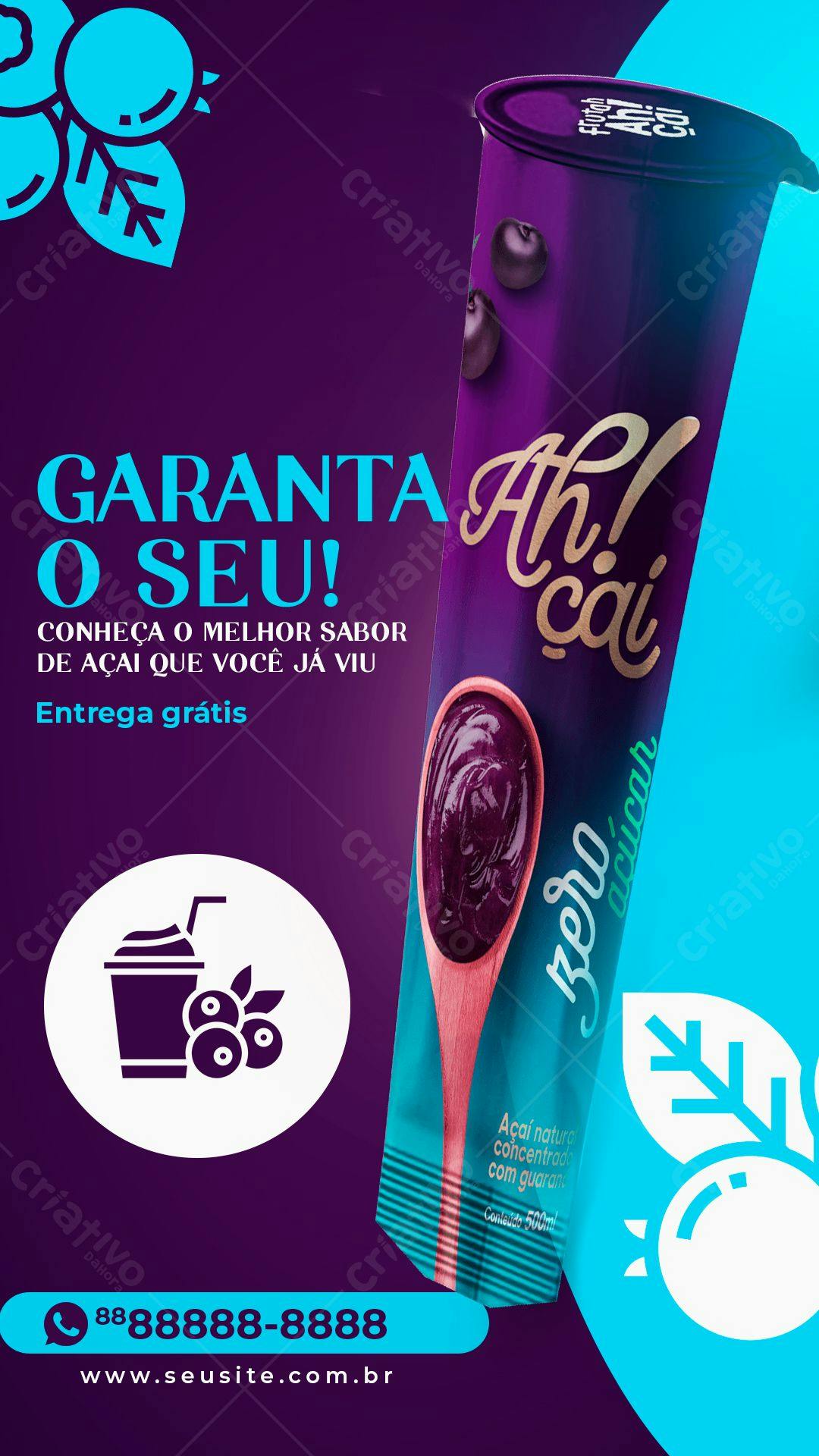 Modelo de Embalagem para Açaí PSD Editável