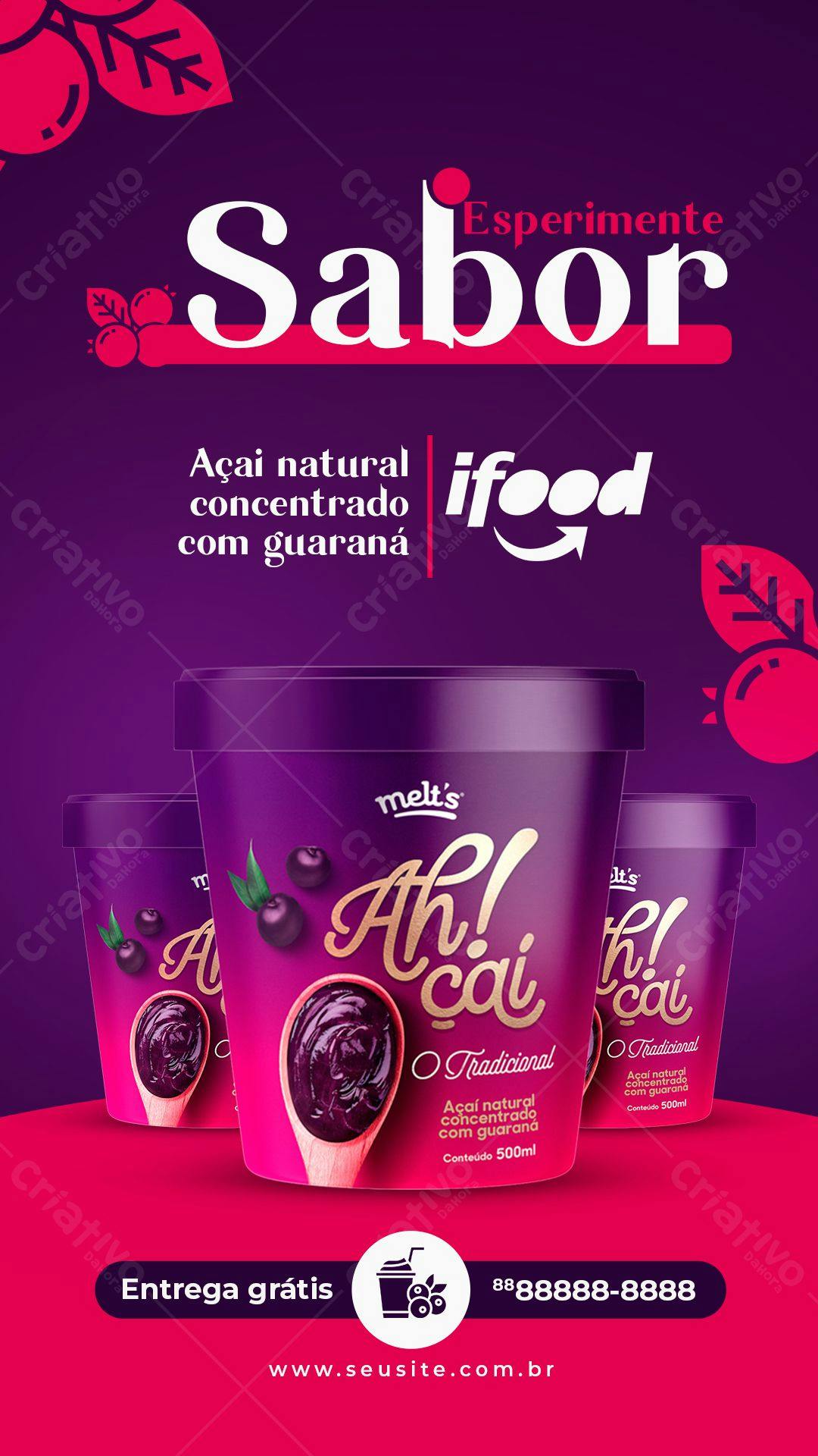 Modelo de Embalagem para Açaí com Guaraná PSD Editável