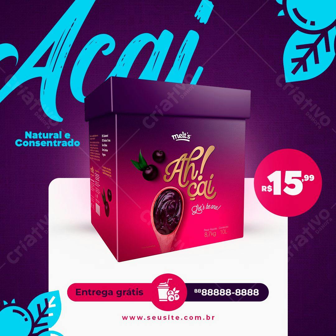 Embalagem para Açaí PSD Editável
