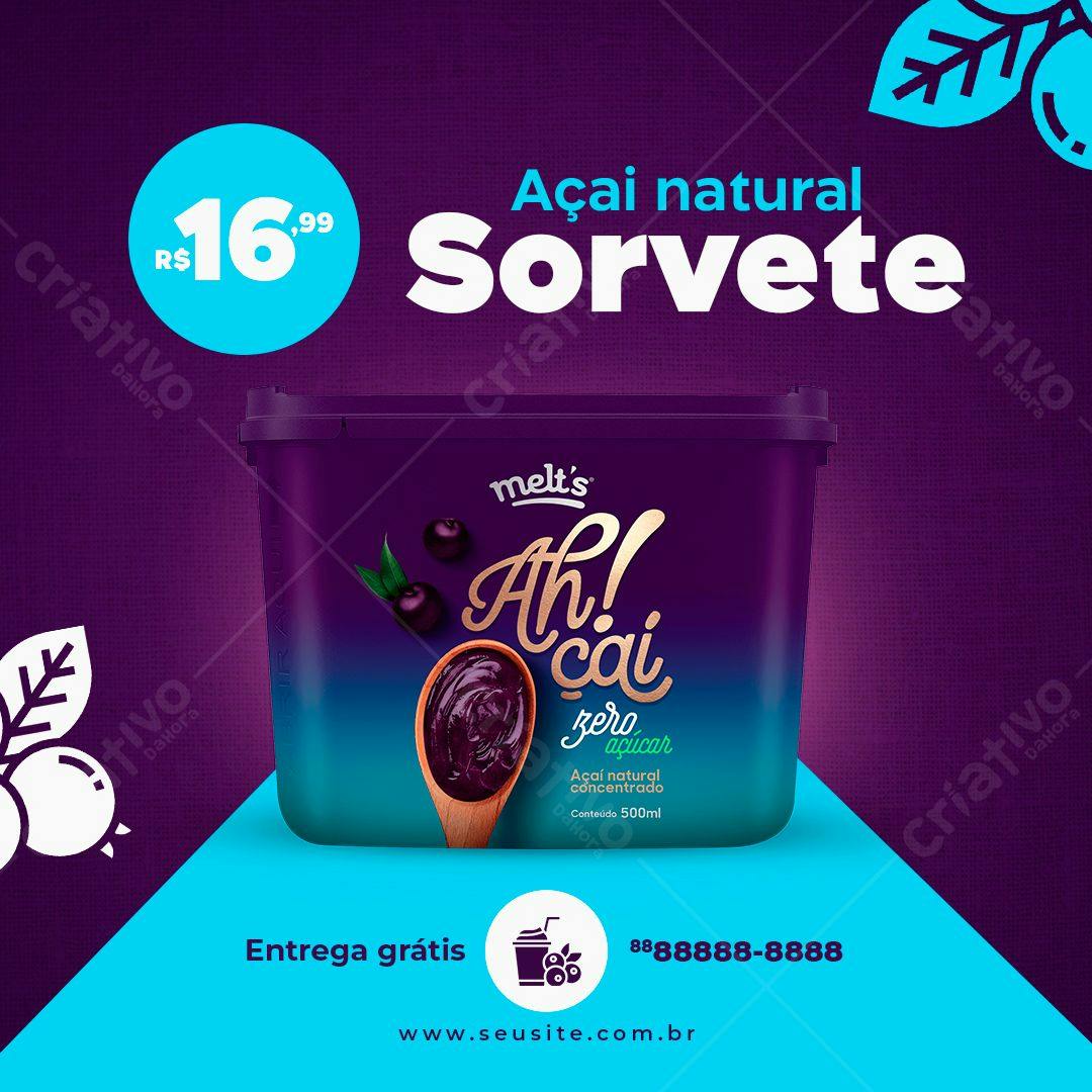 Embalagem para Sorvete de Açaí PSD Editável