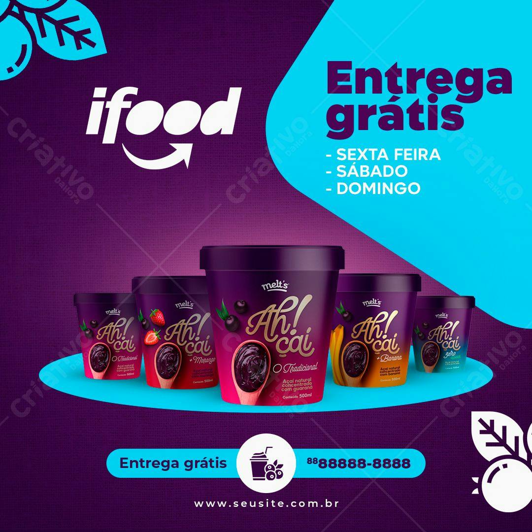 Embalagem para Açaí PSD Editável