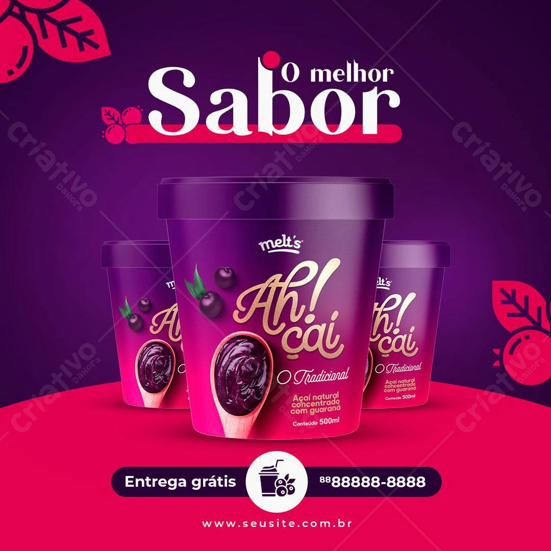 Embalagem para Açaí com Guaraná PSD Editável